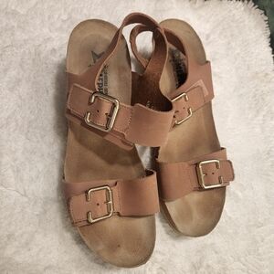 Mephisto Tan Sandals with Buckle Straps